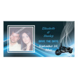 Blue road biker wedding Save the Date photo card photo cards