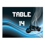 Blue road biker wedding table number postcard postcards