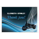 Blue road biker wedding Thank You note card cards