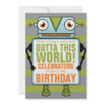 Blue Robot Childs Birthday Party Invitation