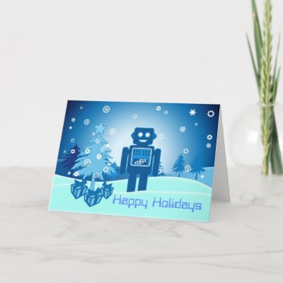 Blue Robot Chritsmas Cards