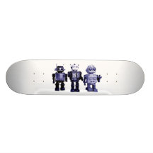 blue robots skateboard
