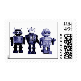 blue robots stamp
