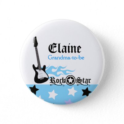 Blue Rock Star NAME TAG Personalized Button