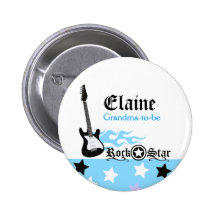 Blue Rock Star NAME TAG Personalized Button