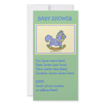 Blue Rocking Horse Baby Shower Personalized Photo Card