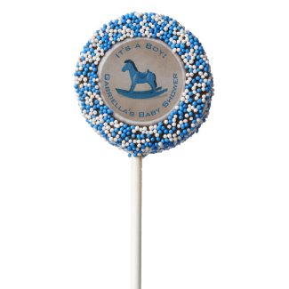 Blue Rocking Horse Baby Shower Chocolate Dipped Oreo Pop