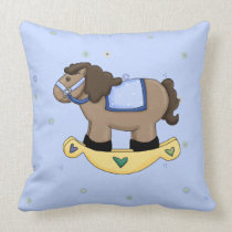 Blue Rocking Horse Pillow pillows