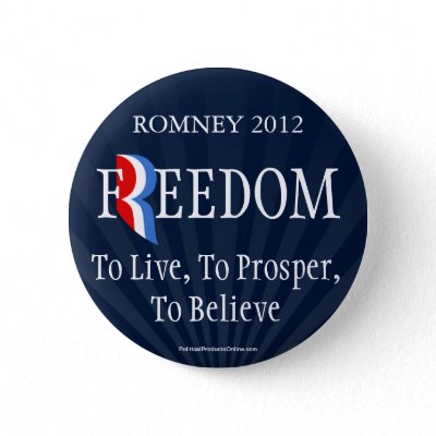 Blue Romney Freedom Lapel Pin Button