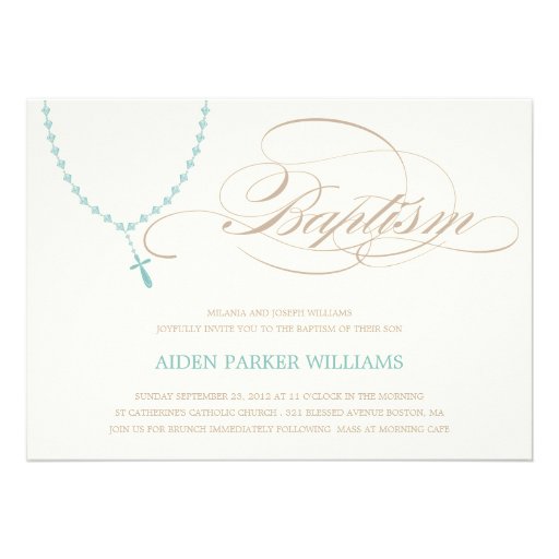 BLUE ROSARY BEADS | BAPTISM INVITATION (front side)