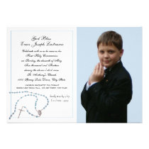 Blue Rosary Communion Photo invitations