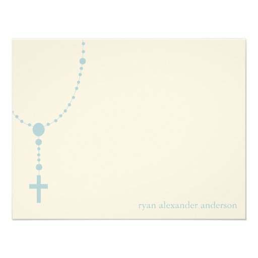 Blue Rosary Custom Baptism Thank You Notes Announcements