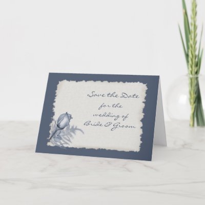 Blue Rose Bud - Save the Date Greeting Card