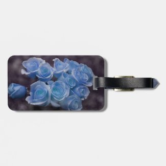 Blue Rose colorized bouquet spotted background Travel Bag Tag