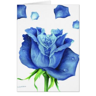 Blue Rose Flower Painting - Multi card