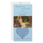 Blue Rose Heart Wedding Thank You Photo Card