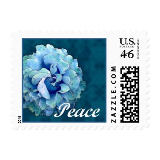 Blue Rose of Peace with Teal Blue Background stamp
