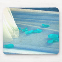 Blue Rose Petals Wedding Dress Train Mouse Pad