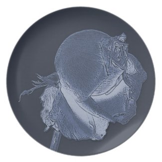 blue rose plate