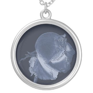 blue rose romantic necklace