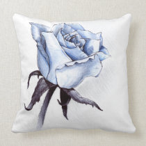 Blue Rose Throw Pillow