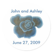 Blue Rose, wedding announcement stickers sticker