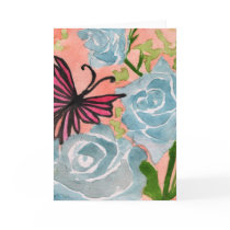 blue roses butterfly greeting card cards