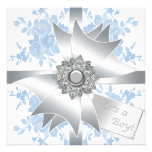 Blue Roses Classy Bow Gift Boy Shower Personalized Invitation