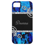 Blue Roses & Diamond Swirls Monogram casemate cases