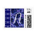 Blue Roses Monogram Letter A Stamp
