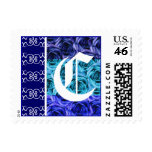 Blue Roses Monogram Letter C Stamp