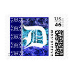 Blue Roses Monogram Letter D Stamp