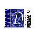 Blue Roses Monogram Letter D Stamp
