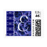 Blue Roses Monogram Letter E Stamp