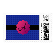 Blue roses monogram postage