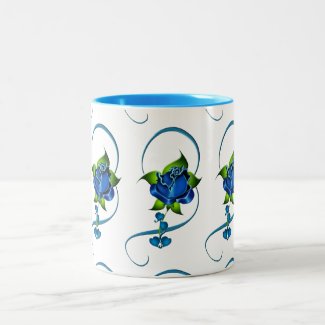 Blue Roses Two-Tone Mug