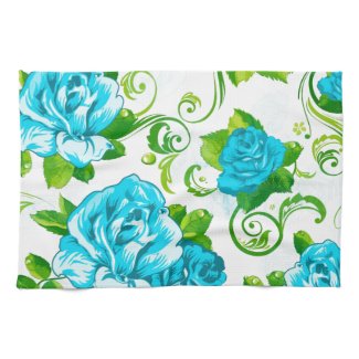 Blue Roses White Background Towels