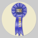 blue rosette first prize sticker stickers