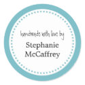 Blue rosette handmade custom label party favor sticker