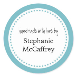 Blue rosette handmade custom label party favor round stickers