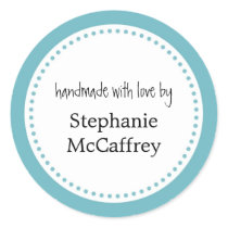 Blue rosette handmade custom label party favor stickers