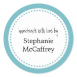 Blue rosette handmade custom label party favor round stickers