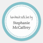 Blue rosette handmade custom label party favor round stickers