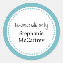 Blue rosette handmade custom label party favor round stickers