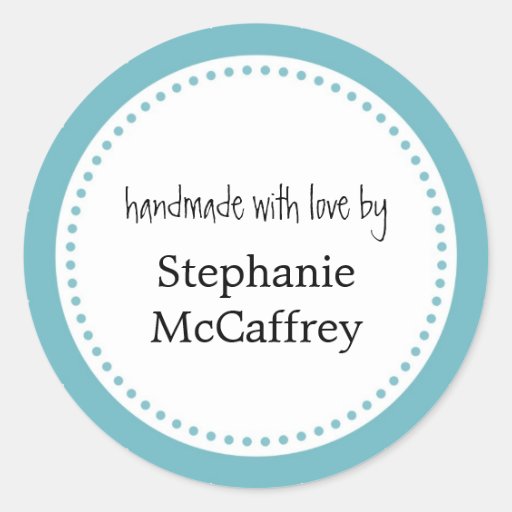 Blue rosette handmade custom label party favor round stickers