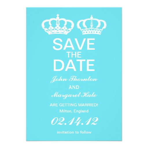 Blue  Royal Couple Save the Date Invitations