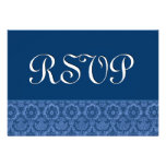 Blue RSVP Vintage Damask Wedding Announcements at Zazzle