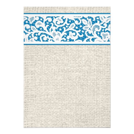 Blue Rustic Country Burlap Wedding Invitations