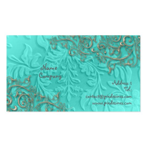 Blue + rustic silver swirls business card templates (front side)