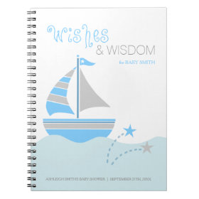 Blue Sailboat Nautical Boy Baby Shower Guest Book Note Books